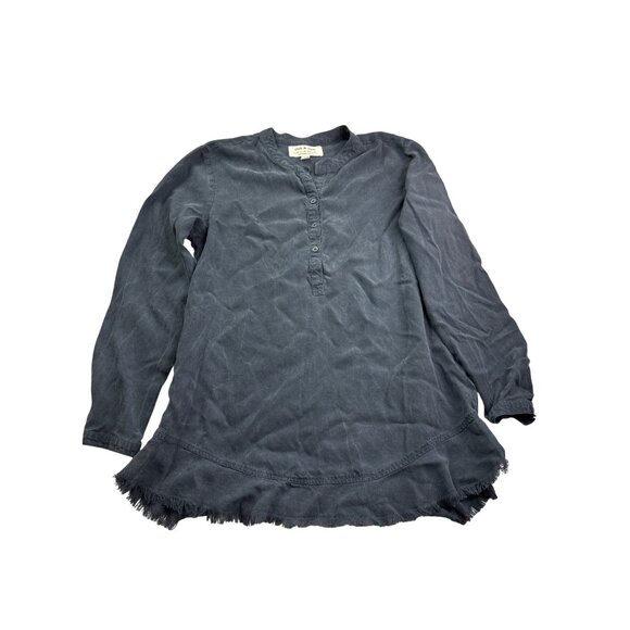 Anthropologie Cloth & Stone Womens Chambray Tunic Top M Blue Raw Hem No Belt - Picture 1 of 6